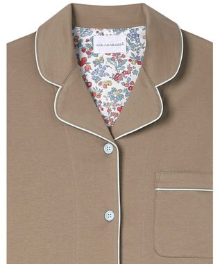 une nana cool 【綿100%】60/1 シルケットスムース 長袖開襟 MADE WITH LIBERTY FABRIC ブラウン