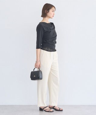 earth music&ecology レースレイヤードドレーププルオーバー Black