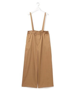 23区 【接触冷感/洗える】ヴィンテージソフトサテン サスペンダー パンツ キャメル系