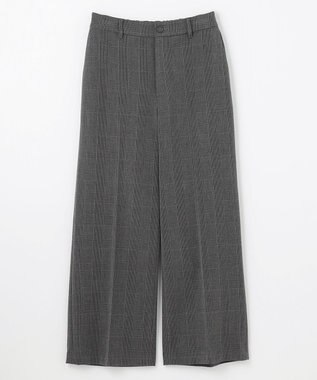 ANY L 【洗濯機可/ストレッチ/ウエストゴム/裏起毛】マルチファンクションストレッチチェックワイドパンツ チャコールチェック