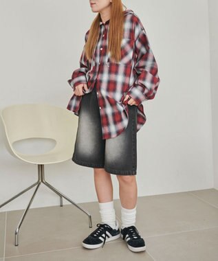 WEGO 【SMサイズ展開】ヴィンテージウォッシュデニムハーフパンツ ブラック