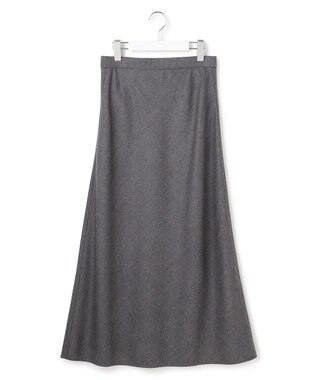 23区 【洗える】ハイカウントフラノ フレア スカート ライトグレー系