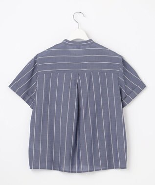 J.PRESS LADIES 【洗える】キュプラローン ストライプ ブラウス ネイビー系1