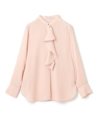 BEIGE， 【洗える】STOW / バンドカラーフリルブラウス Nude