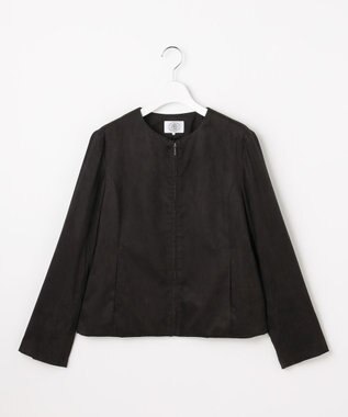 J.PRESS LADIES ライトマイクロスエード ブルゾン ブラック系