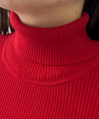 WEGO 【2025年秋冬新作】リブタートルニット レッド