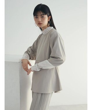 Green Parks armonia. ペプラム切替トップス Gray Beige