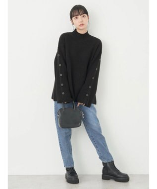 earth music&ecology 袖ボタンニットプルオーバー Black