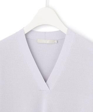 ICB 【洗える】 シンセティックフルニードル Vネックプルオーバー ライラックグレー系
