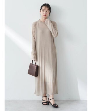 earth music&ecology ＳＥＴ２点シアーワンピース＋ペチワンピース Brown