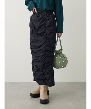 Green Parks ・ＲＡＹ　ＣＡＳＳＩＮ　フロントギャザーナロースカート Black