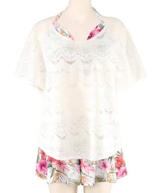 San-ai Resort（三愛水着楽園） 【新色ホワイト＆パープル入荷】４点セット水着　9M・11L【San-ai Resort（サンアイリゾート）】 ホワイト