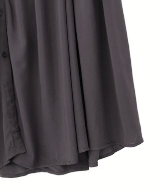 Green Parks スキッパーギャザーワンピース Charcoal Gray