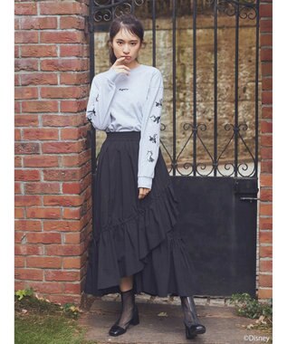 earth music&ecology Ｄｉｓｎｅｙ／袖プリントフィガロロンＴ Gray Mixture