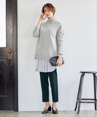 ICB 【新色追加・洗える】 ウールマットウース テーパードパンツ パイングリーン系