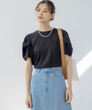 組曲 GIZAコットンタックスリーブ Tシャツ ブラック系