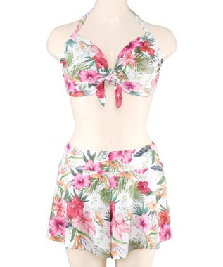 San-ai Resort（三愛水着楽園） 【新色ホワイト＆パープル入荷】４点セット水着　9M・11L【San-ai Resort（サンアイリゾート）】 ホワイト