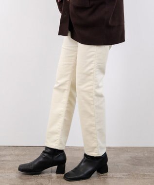 caqu レギュラーストレート 裏起毛コーデュロイパンツ ivory