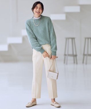 ANY L ウール混リブタートルネックカットソー グレー