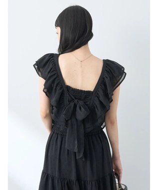 earth music&ecology フロッキードットフリルビスチェ Black