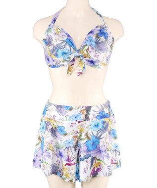 San-ai Resort（三愛水着楽園） 【新色ホワイト＆パープル入荷】４点セット水着　9M・11L【San-ai Resort（サンアイリゾート）】 パープル