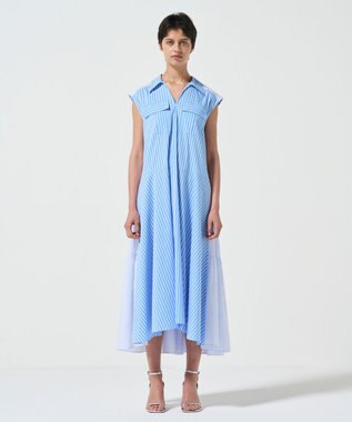 GRACE CONTINENTAL ティアードコンビシャツワンピース ストライプ