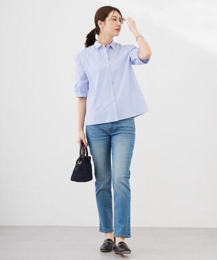 J.PRESS LADIES L 【洗える】BASIC STRETCH DENIM スキニー パンツ ダルブルー系