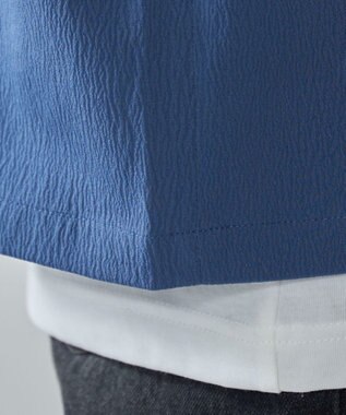 WEGO クレープオープンカラーシャツ（SS） ブルー