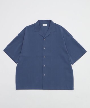 WEGO クレープオープンカラーシャツ（SS） ブルー