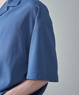 WEGO クレープオープンカラーシャツ（SS） ブルー