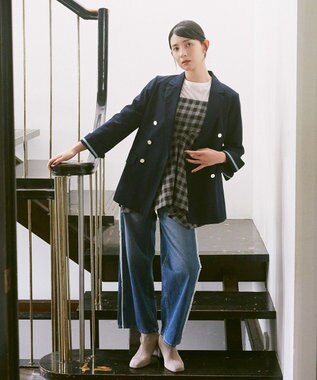 earth music&ecology ワイドフリンジデニムパンツ Indigo