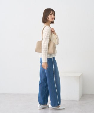 earth music&ecology ワイドフリンジデニムパンツ Indigo