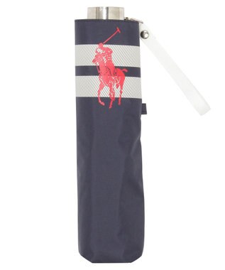 MOONBAT POLO RALPH LAUREN（ポロ ラルフローレン） 晴雨兼用日傘 ボーダー 遮光率100% 遮熱 UV 晴雨兼用 ネイビー