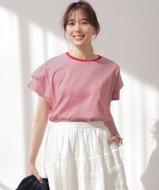 組曲 S GIZAコットンドルマンスリーブ Tシャツ オフ×チェリー系2