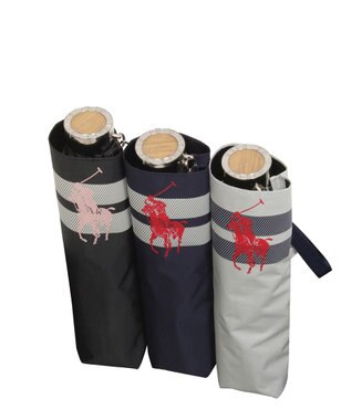 MOONBAT POLO RALPH LAUREN（ポロ ラルフローレン） 晴雨兼用日傘 ボーダー 遮光率100% 遮熱 UV 晴雨兼用 ネイビー
