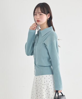 earth music&ecology 【2点SET】襟付きニットアンサンブル Blue