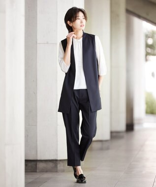 J.PRESS LADIES L シャドーストライプ ボウタイ カットソー ホワイト系1