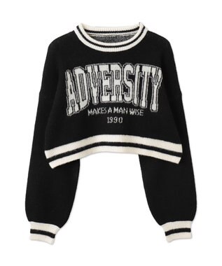 WEGO ラインリブフラッフィーショートニット ブラック