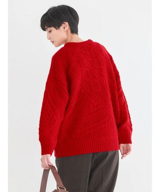 AMERICAN HOLIC パッチワークケーブルニットチュニック Red