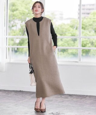 Tiaclasse ボアジャンパースカート ワンピース モカ