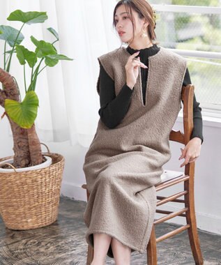 Tiaclasse ボアジャンパースカート ワンピース モカ