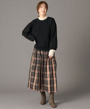 ANY 【ウエストゴム】ビックチェックタフタスカート キャメル