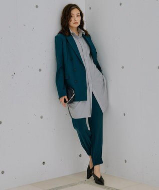 ICB 【洗える】CRySiタイプライター ロングシャツ ライトグレー系柄