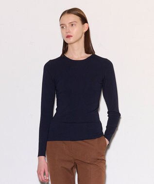 JOSEPH 【洗える】ストレッチシルクニット　ラウンドネック Navy