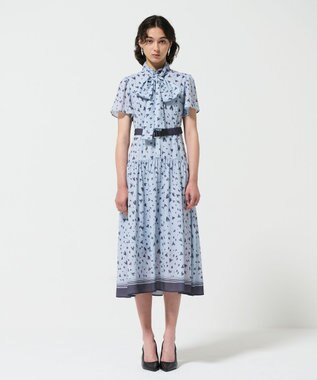 GRACE CONTINENTAL ハートレオパードプリントワンピース ブルー