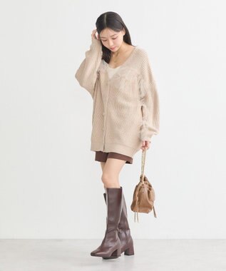 earth music&ecology チュールフリルカーディガン Beige