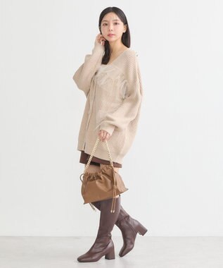 earth music&ecology チュールフリルカーディガン Beige