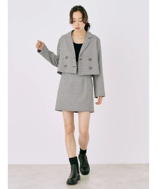 earth music&ecology チェックミニスカート Black