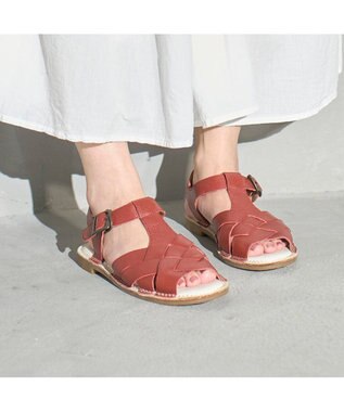 ing <ing>【サスティナブル】クロスメッシュデザインサンダル レッド