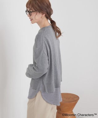 AMERICAN HOLIC Moomin 袖刺繍ニットプルオーバー Gray Mixture